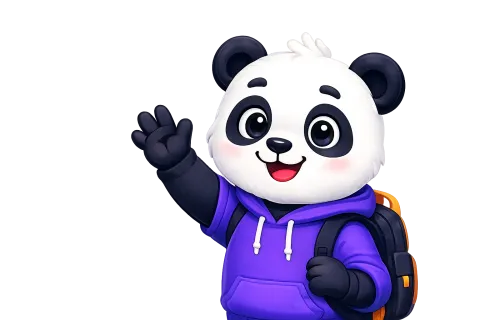 HoTuto panda mascot waving